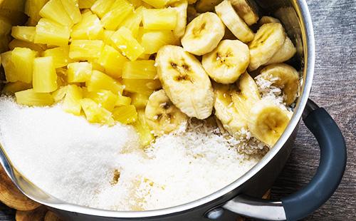 Ingredientes para la mermelada de plátano