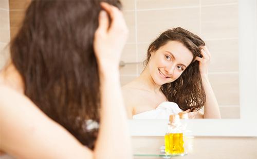 Woman about to make hair mask from oil