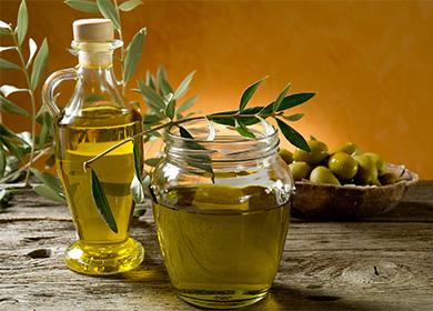 Olive oil in a jar and a bottle