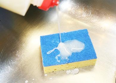 Dishwashing liquid and sponge