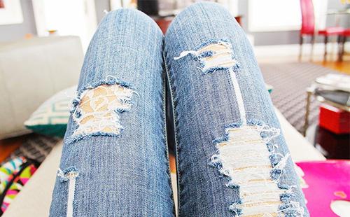 Lace under ripped jeans