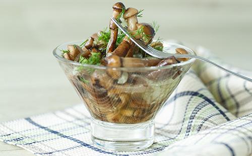Pickled mushrooms in a bowl