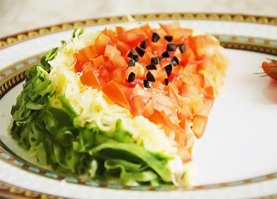 Salade tranche de pastèque: une recette originale, des expériences gustatives et des règles de conception
