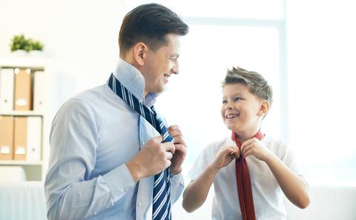 Son and father tie ties
