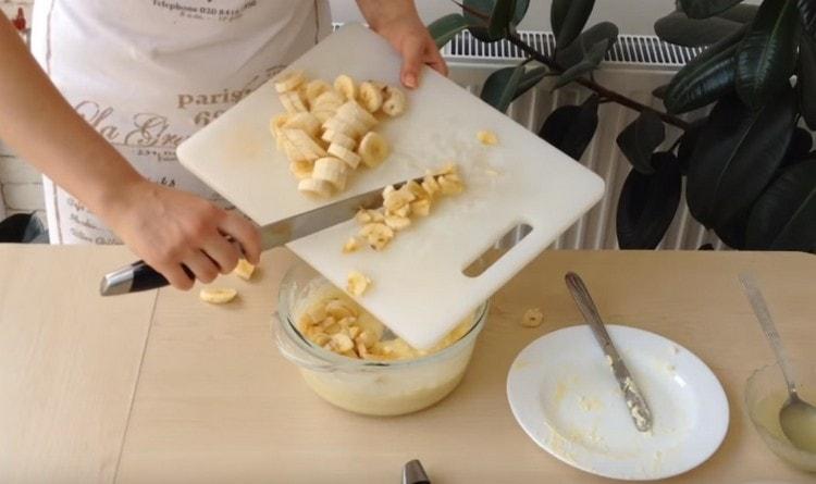 Finely chopped bananas in a mixture of butter and condensed milk.