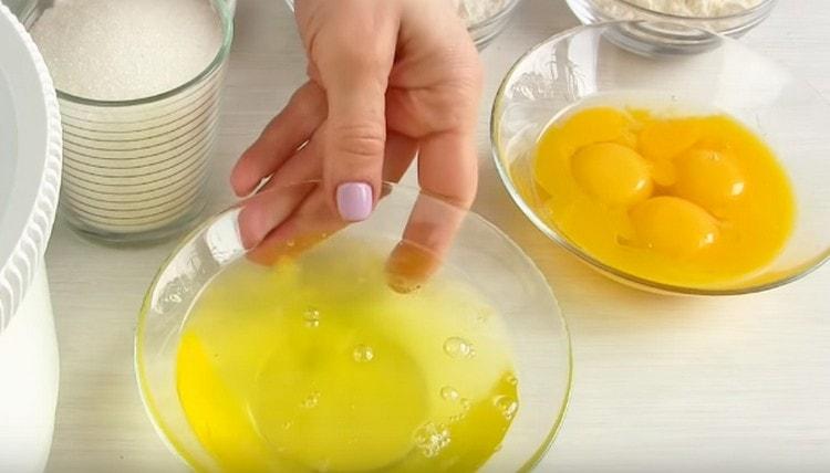 Separate the whites from the yolks.