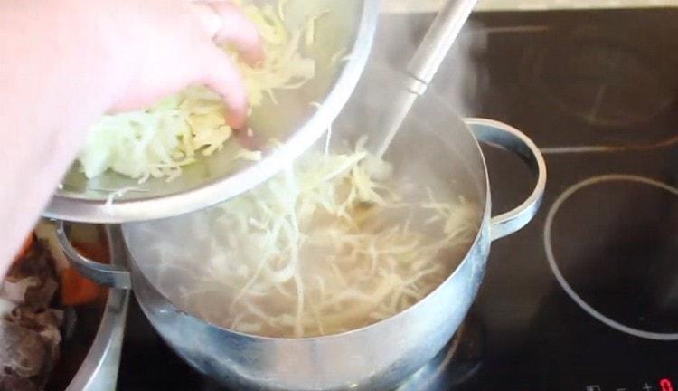 Add the cabbage to the pan.