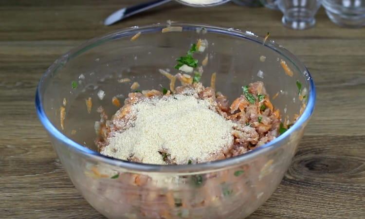 To force the meat to hold its shape better, add breadcrumbs to it.