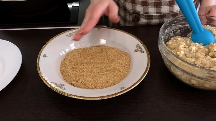 Grind breadcrumbs to make cutlets
