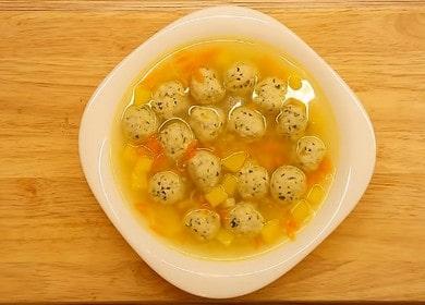 Tasty and light chicken meatball soup