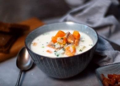Cocinar sopa de pescado finlandesa con crema: una receta simple y sabrosa con una foto.