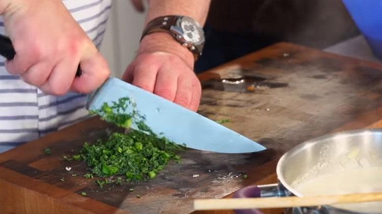 Finely chop the fresh herbs.