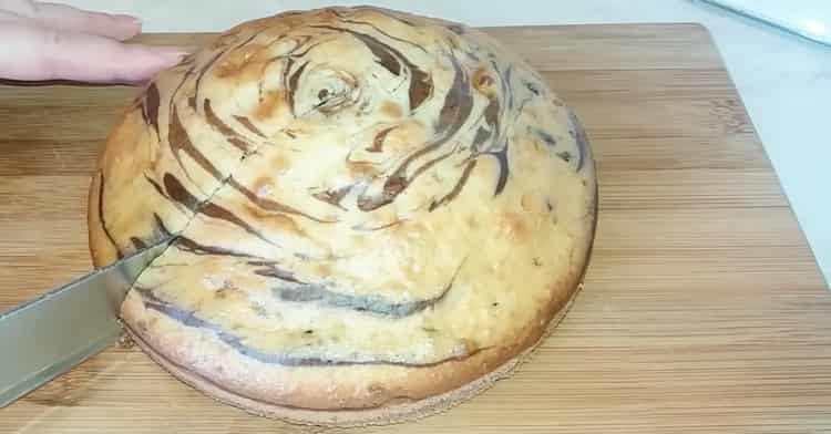 Pastel (tarta) Zebra en kéfir según una receta paso a paso con foto