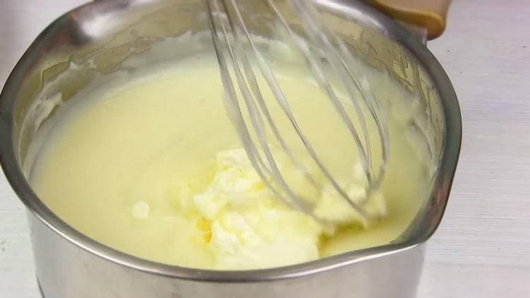 To make a Napoleon cake in a pan, add butter