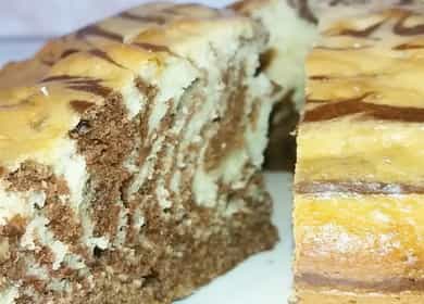 Cake (pie) Zebra on kefir according to a step by step recipe with photo