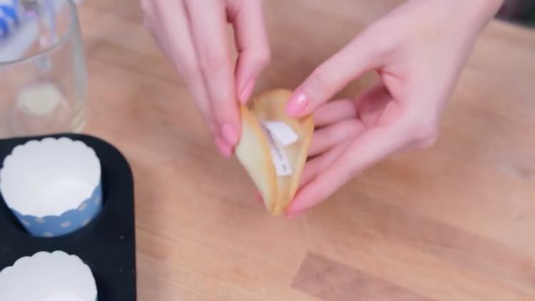 To make fortune cookies, put the fortune cookie