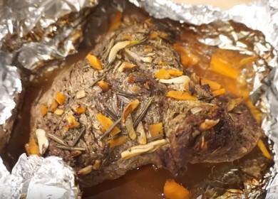 The beef in the foil in the oven is very tasty and simple.