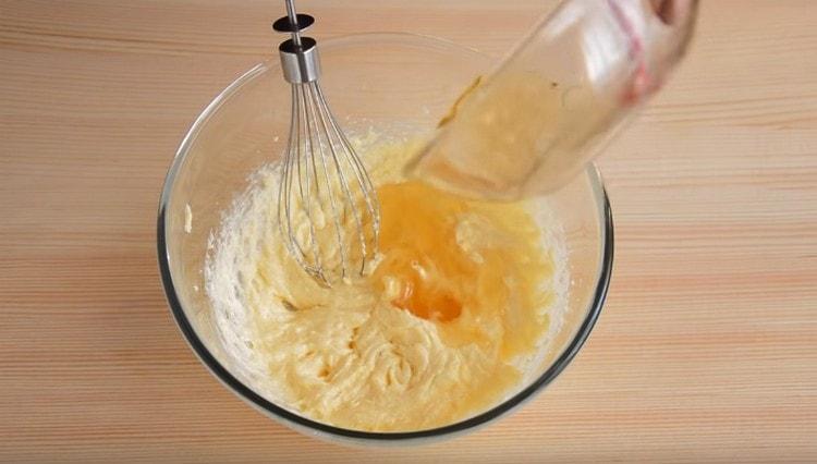Add liquid honey to the dough.