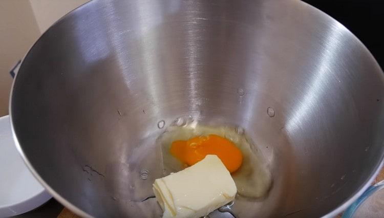 We beat one egg to the butter.