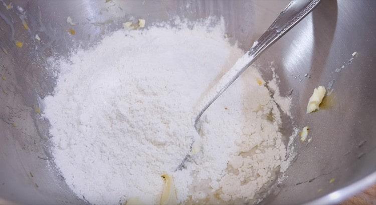 Sift the flour and add salt.