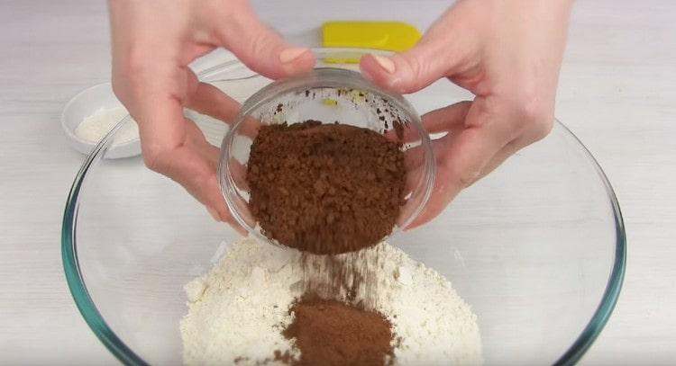 Combine cocoa and flour.