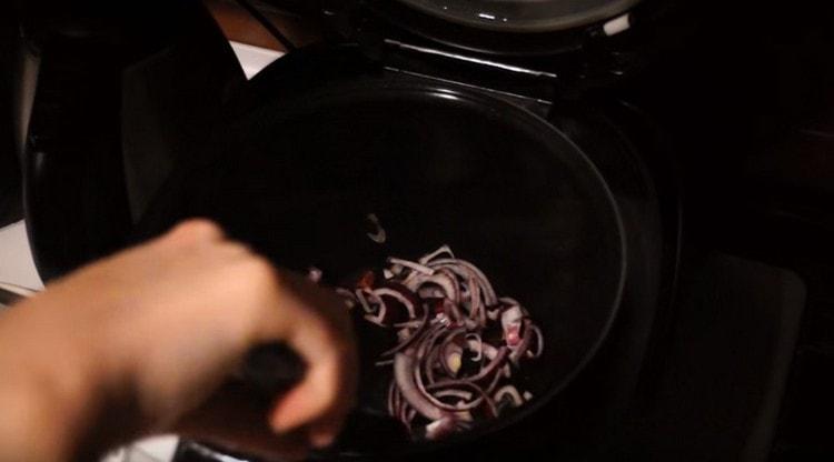 Mettez les oignons dans une mijoteuse et faites les frire jusqu'à ce qu'ils soient tendres.