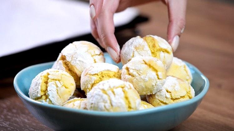 Delicate lemon cookies are crumbly and very fragrant.