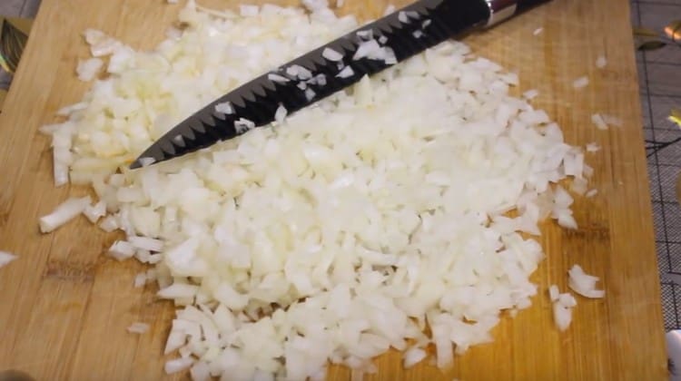 Chop the onion as small as possible.