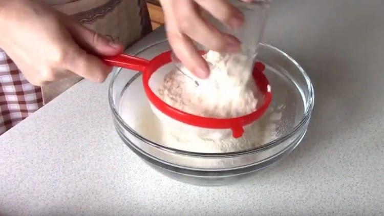 Sift flour into a bowl.