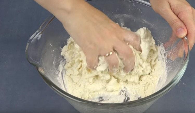 Knead the soft dough.