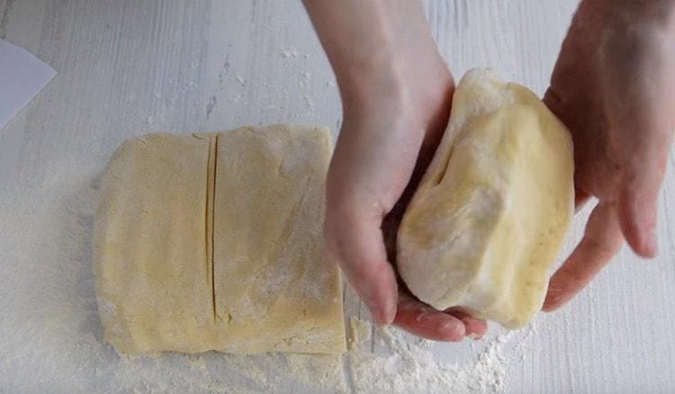 Visually divide the dough into 3 parts.