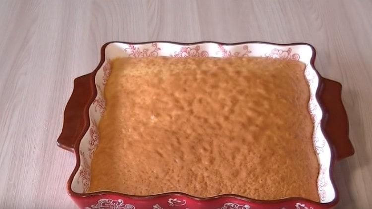The cake is baked for about 50 minutes.