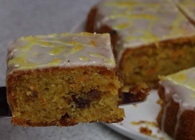 Fragrant cake with carrots and orange glaze