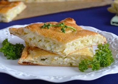 Pie with rice and egg - a very satisfying and tasty recipe