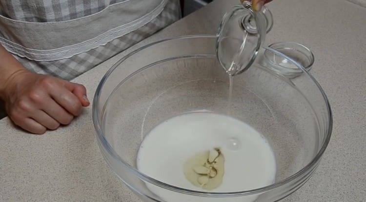 Next, add vegetable oil to the dough.