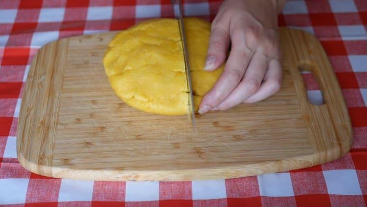 The dough is divided into two parts.