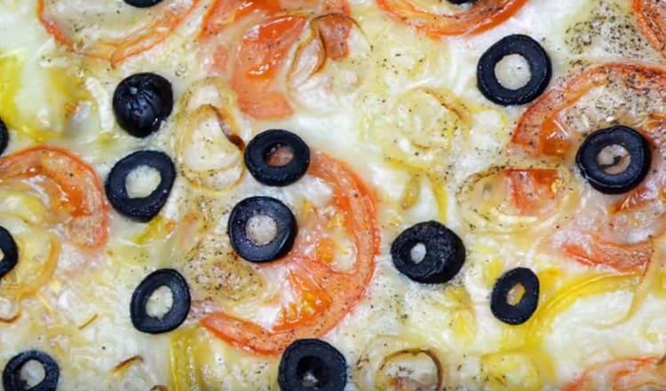 Pizza without cheese is ready.