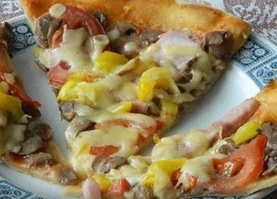 Delicious pizza with mushrooms at home: a quick step by step recipe with photos.