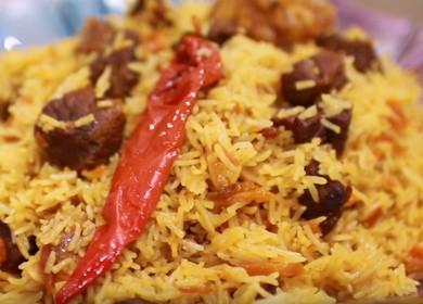 A delicious recipe for beef pilaf: step by step photos and videos.