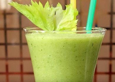 Cooking a healthy smoothie with celery according to the recipe with a photo.