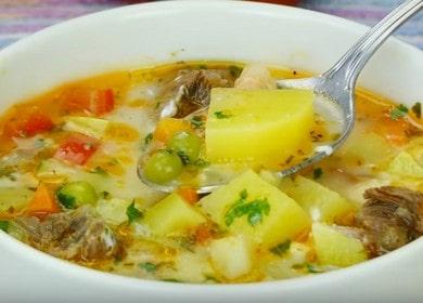 Beef broth soup with vegetables - a very tasty and fragrant dish