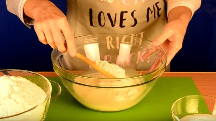 Add a little sugar and flour, achieving a consistency of thick sour cream.