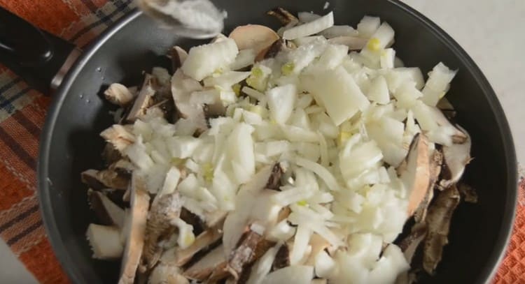 Add salt and pepper to the onion to taste.