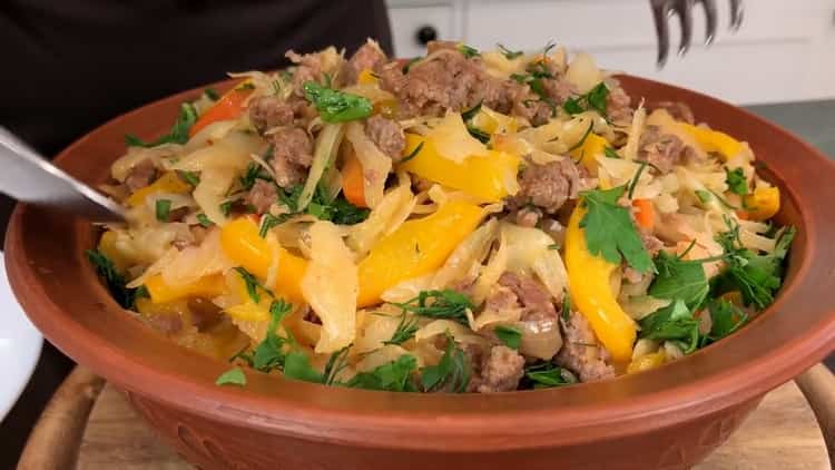 Cómo cocinar repollo guisado con carne picada