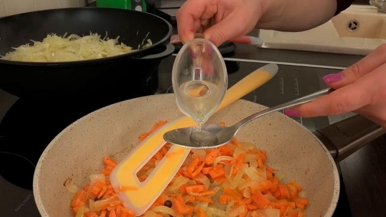 To cook the stewed cabbage with minced meat, cook the roast