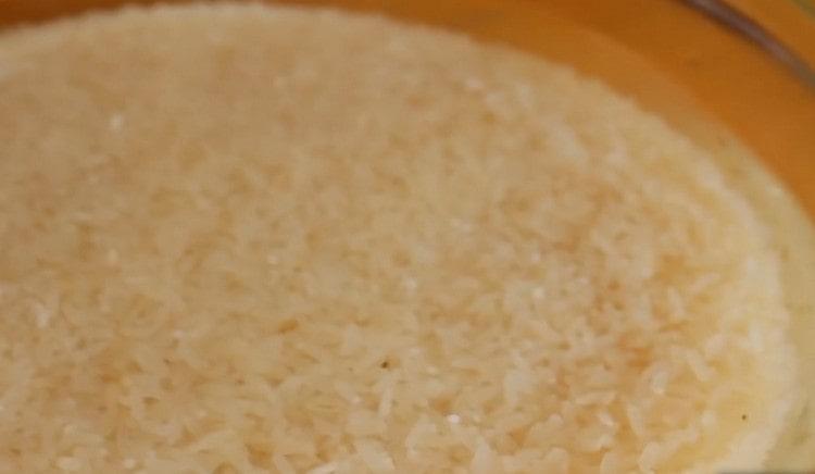 Rice must be poured with water and left until it is needed.