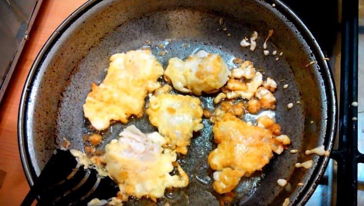 dip each piece of fillet batter and fry in a pan on both sides.