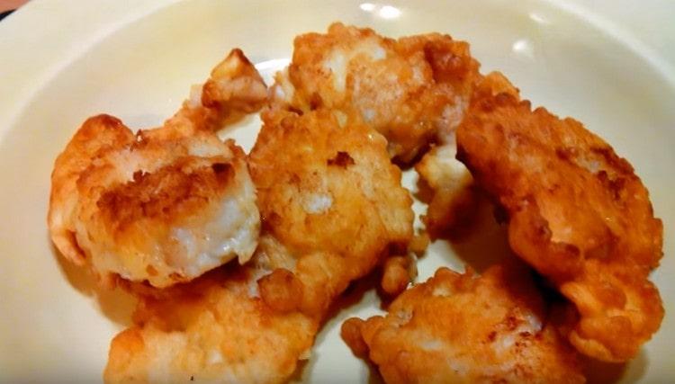 As you can see, the fish fillet in batter can be fried in a matter of minutes.