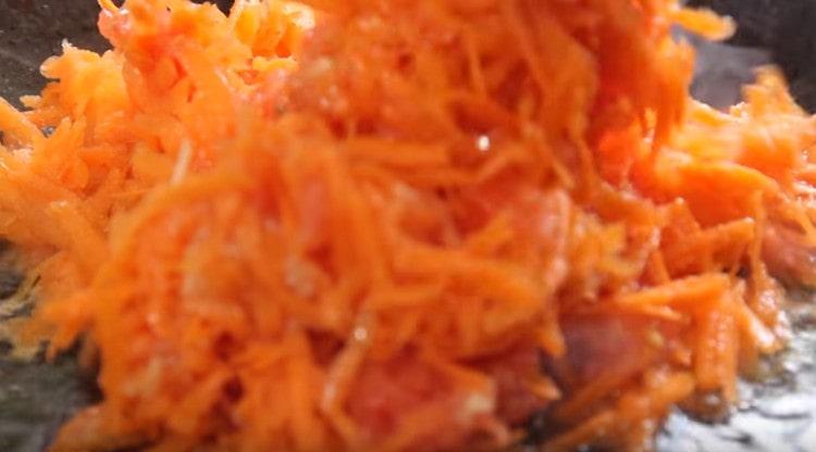 Cooking: fry onion and carrots.