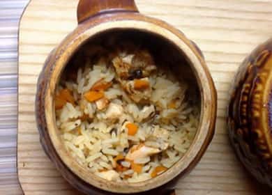 Pilaf in pots in the oven according to a step by step recipe with photo